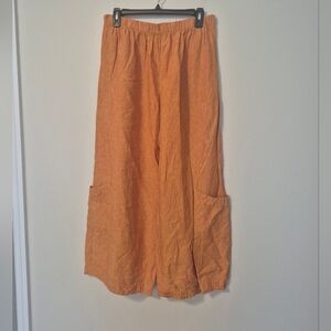 Bryn Walker Casbah Pull On Wide Leg Cargo Style Linen Pants(XL)